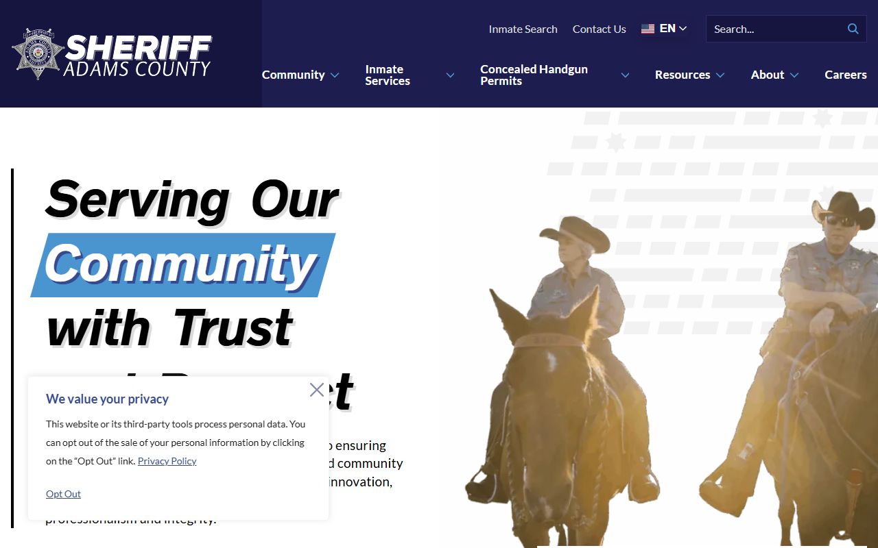 Adams County jail information page for busted mugshots and inmate services