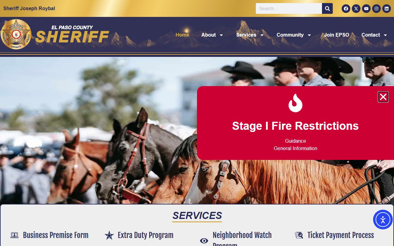 El Paso County Sheriff Office homepage for Colorado Springs busted mugshots