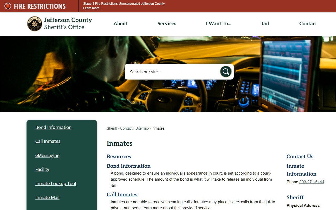 Jefferson County inmates page for busted mugshots and jail information