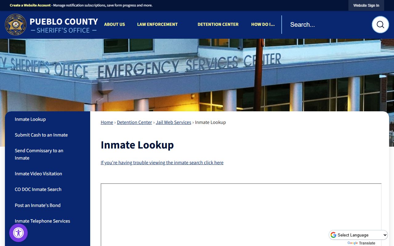 Pueblo County inmate lookup database for busted mugshots