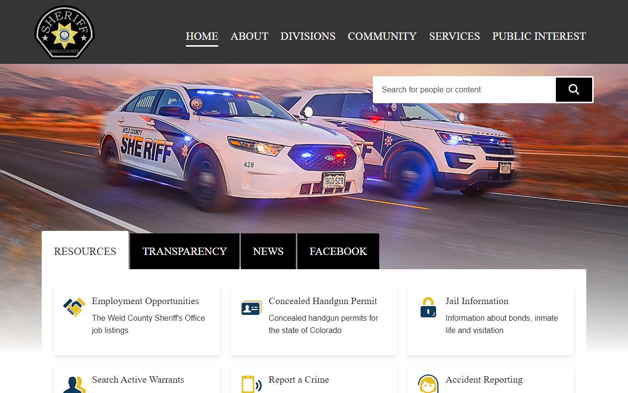 Weld County Sheriff homepage for Colorado busted mugshots and arrest records