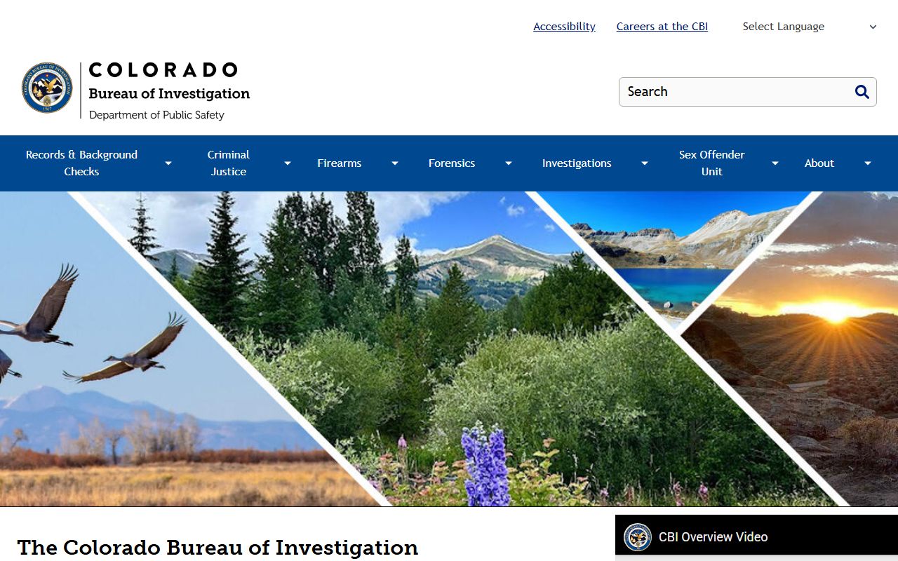 Colorado Bureau of Investigation homepage for busted mugshots and criminal records