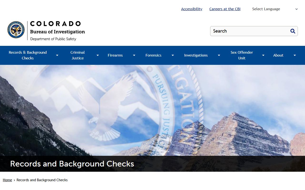 CBI records and background checks page for Colorado mugshots